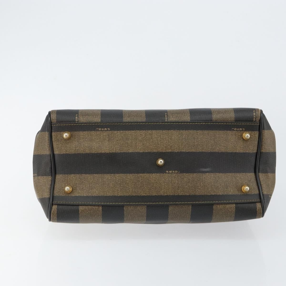 Fendi Vintage Pequin Boston Bag Coated Canvas, BLACK, CANVAS, Handbag