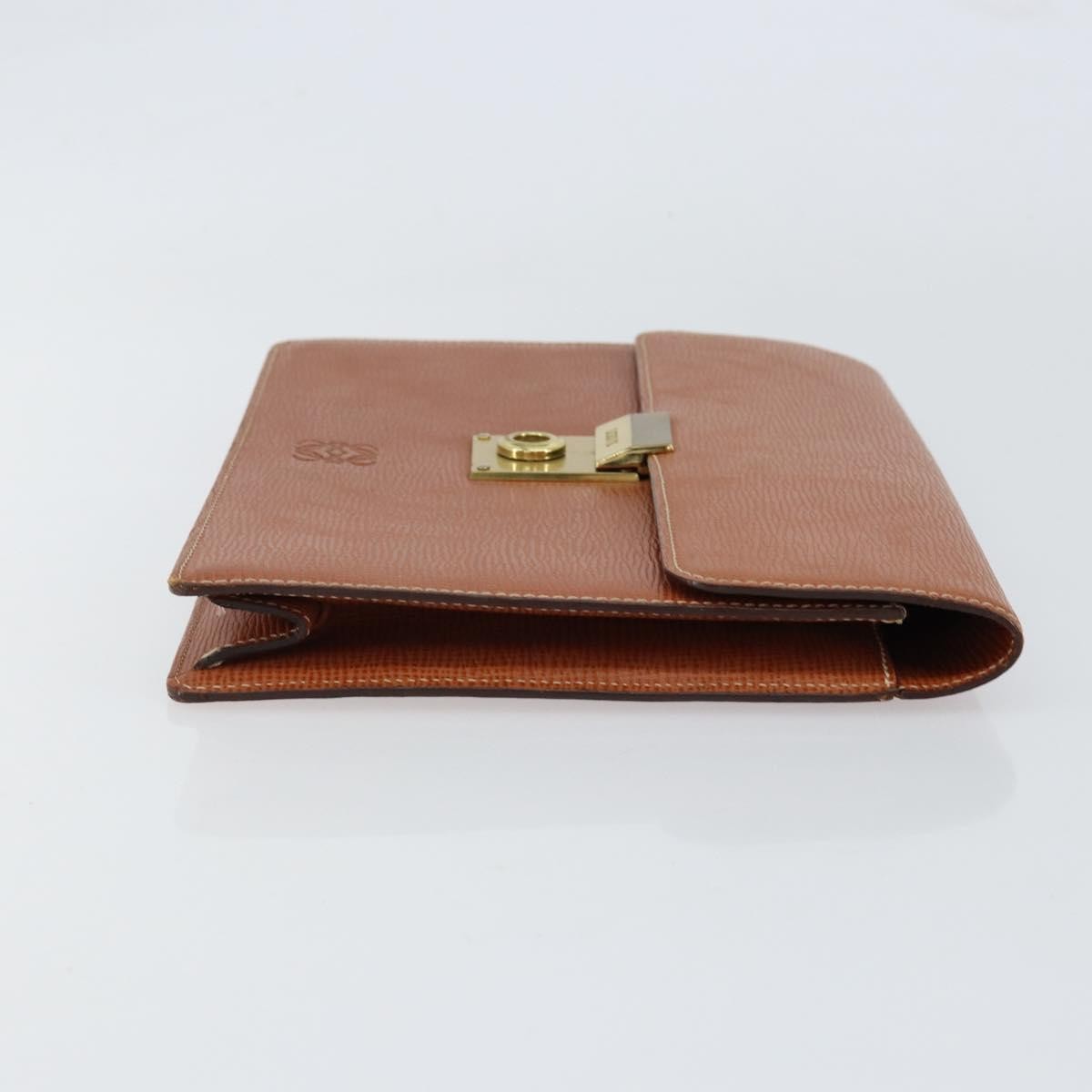 Loewe Anagram Clutch Bag Leather, BROWN, LEATHER, Clutche & pouche