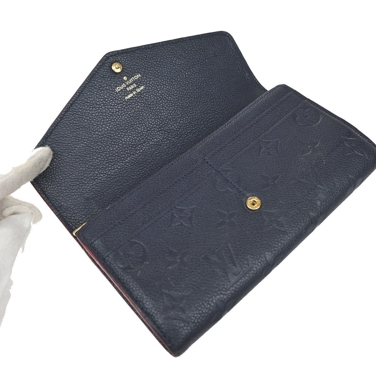 Louis Vuitton Sarah Wallet NM Monogram Empreinte Leather, NAVY, LEATHER, Wallets