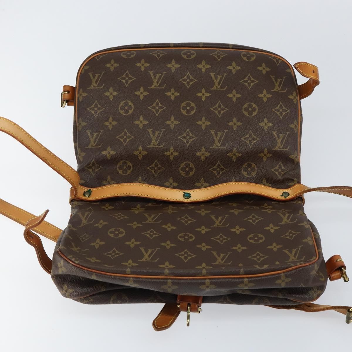Louis Vuitton Saumur Handbag Monogram Canvas, BROWN, CANVAS, Shoulder bag