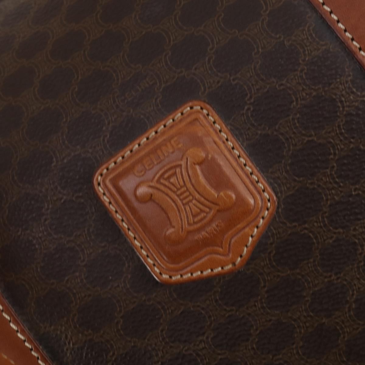 Celine Vintage Duffle Bag Macadam Coated Canvas, BROWN, CANVAS, Travel bag