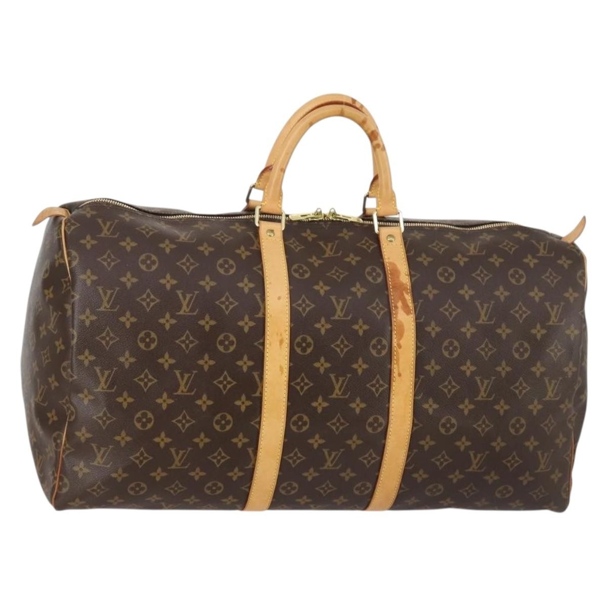 Louis Vuitton Keepall Bandouliere Bag Monogram Canvas, BROWN, CANVAS, Travel bag