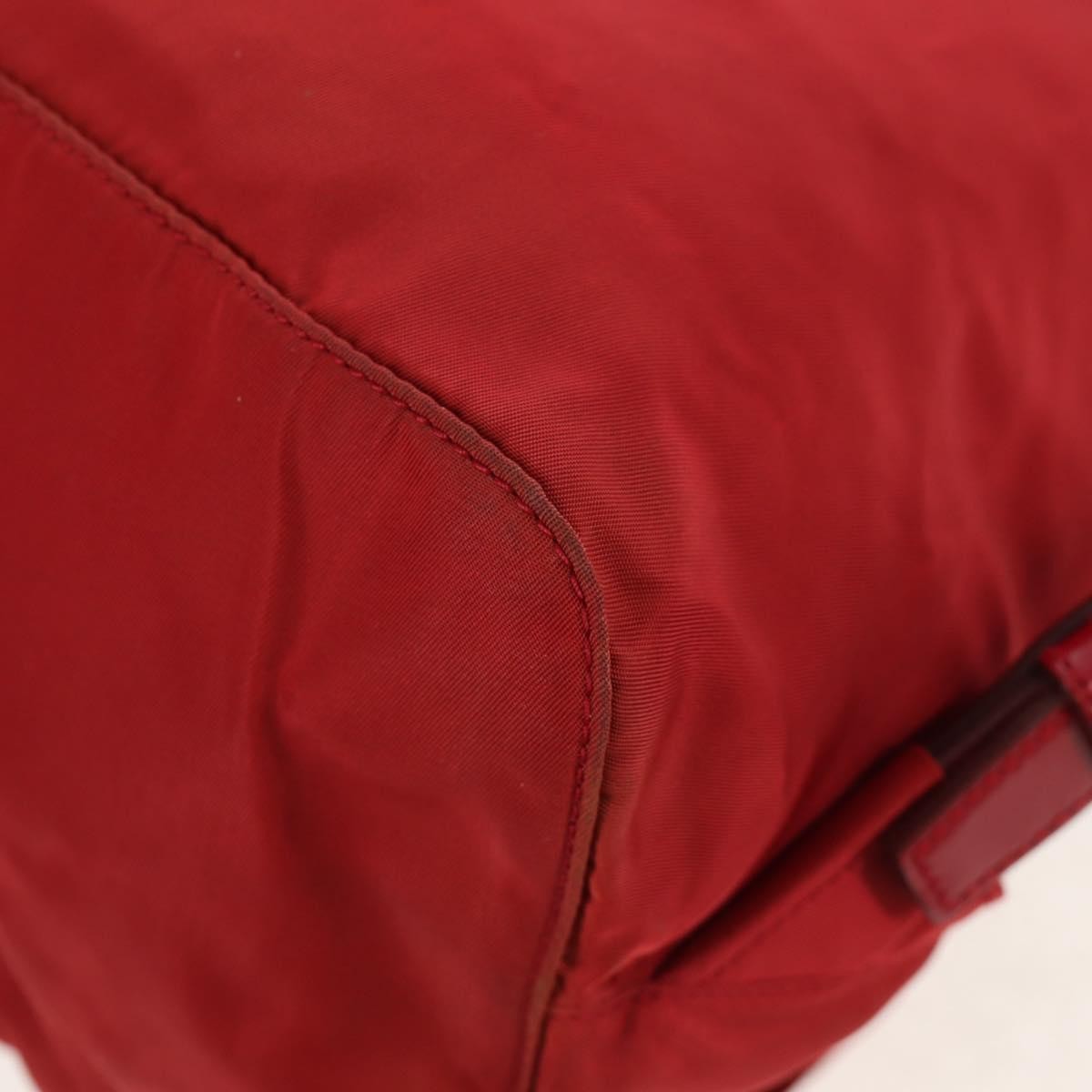 Prada Vela Double Front Pocket Backpack Tessuto with Saffiano Leather, RED, NYLON, Backpack