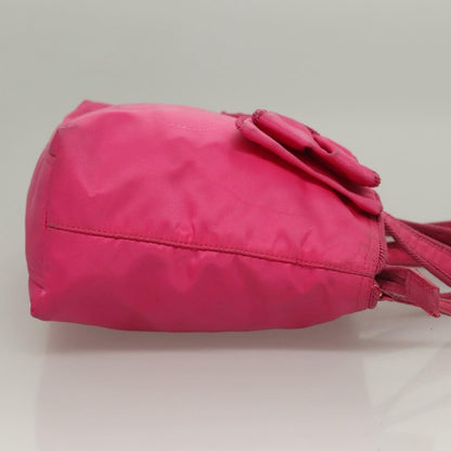 Prada Logo Bow Convertible Tote Tessuto with Leather, PINK, NYLON, Tote bag