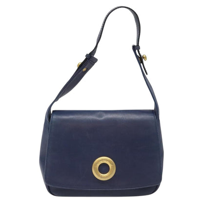 Celine Vintage Circle Logo Crossbody Bag Leather, BLUE, LEATHER, Crossbody bag