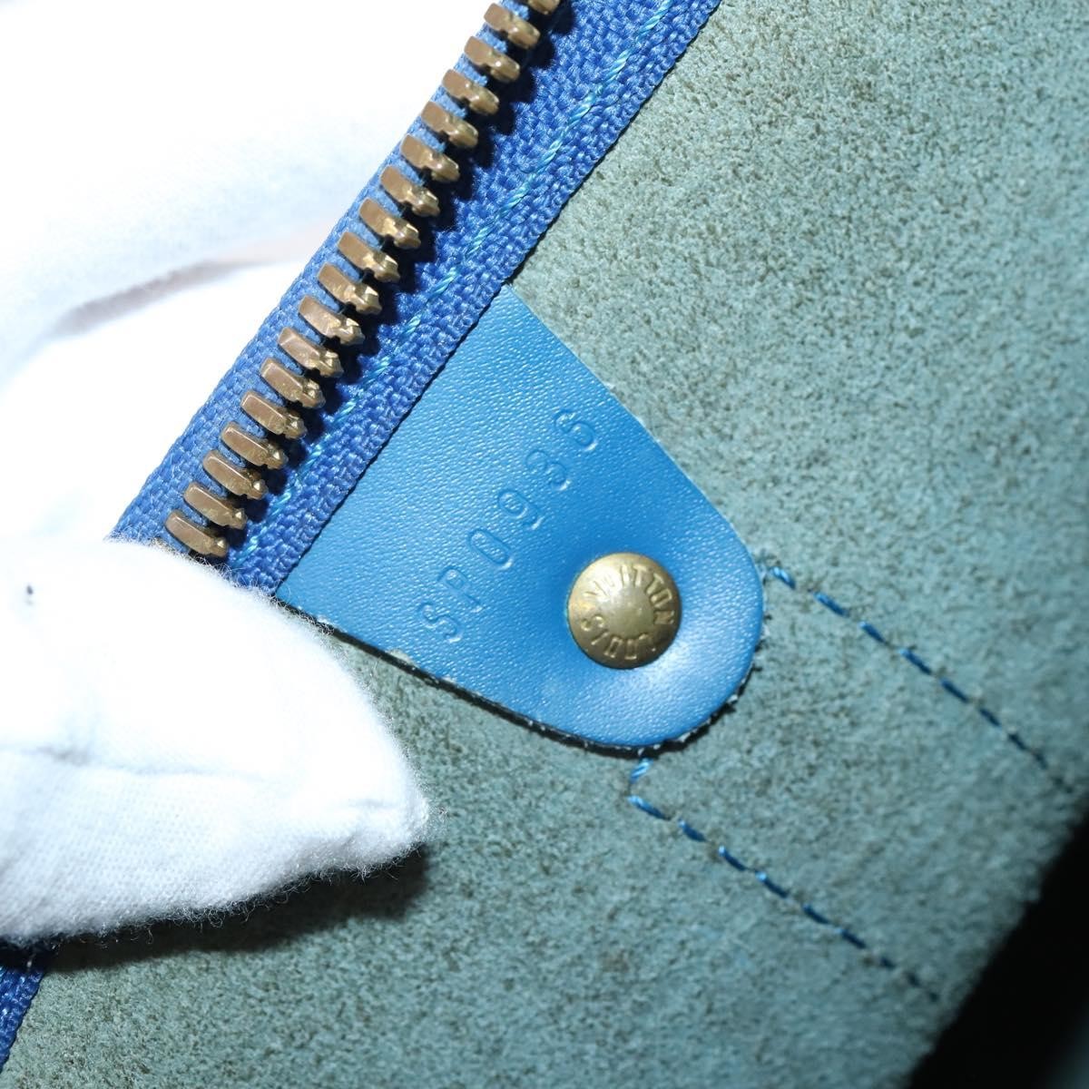 Louis Vuitton Keepall Bag Epi Leather, BLUE, LEATHER, Travel bag