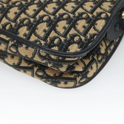 Christian Dior Vintage CD Logo Shoulder Bag Leather, NAVY, CANVAS, Shoulder bag