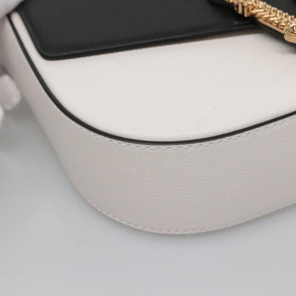 Versace Virtus Flap Messenger Bag Leather, WHITE, LEATHER, Crossbody bag