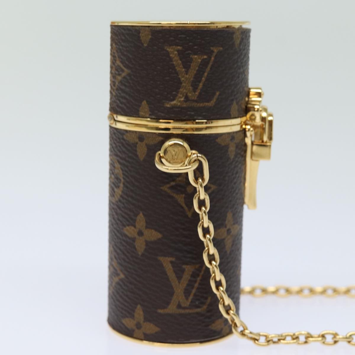 Louis Vuitton Lipstick Case on Chain Monogram Canvas, BROWN, CANVAS, Clutche & pouche