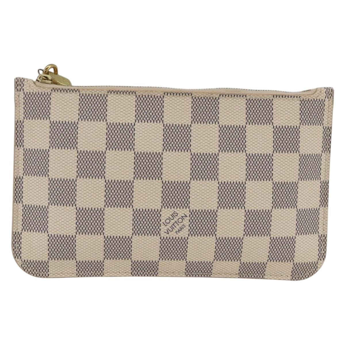 Louis Vuitton Neverfull Pochette Damier, WHITE, CANVAS, Clutche & pouche