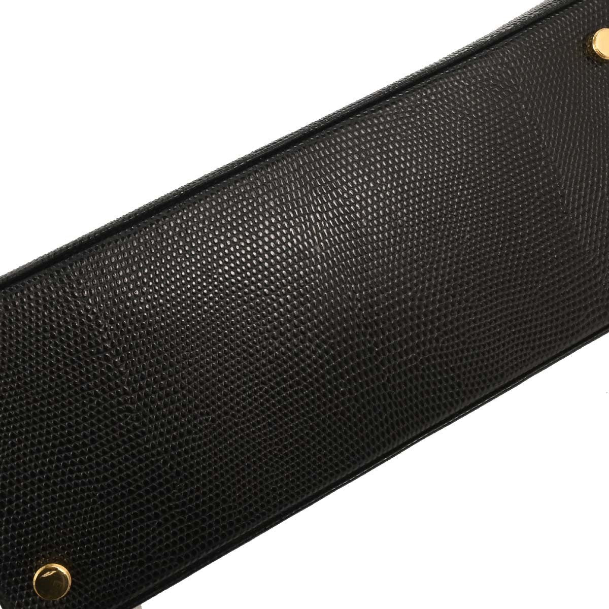 Salvatore Ferragamo Convertible Vara Bow Tote Lizard Embossed Leather, BLACK, LEATHER, Handbag