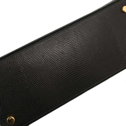 Salvatore Ferragamo Convertible Vara Bow Tote Lizard Embossed Leather, BLACK, LEATHER, Handbag