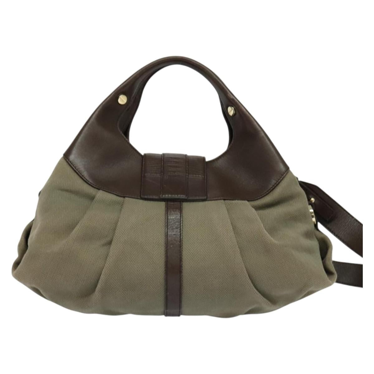 Bvlgari Chandra Hobo Canvas and Leather, BROWN, LEATHER, Handbag