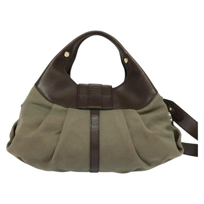 Bvlgari Chandra Hobo Canvas and Leather, BROWN, LEATHER, Handbag