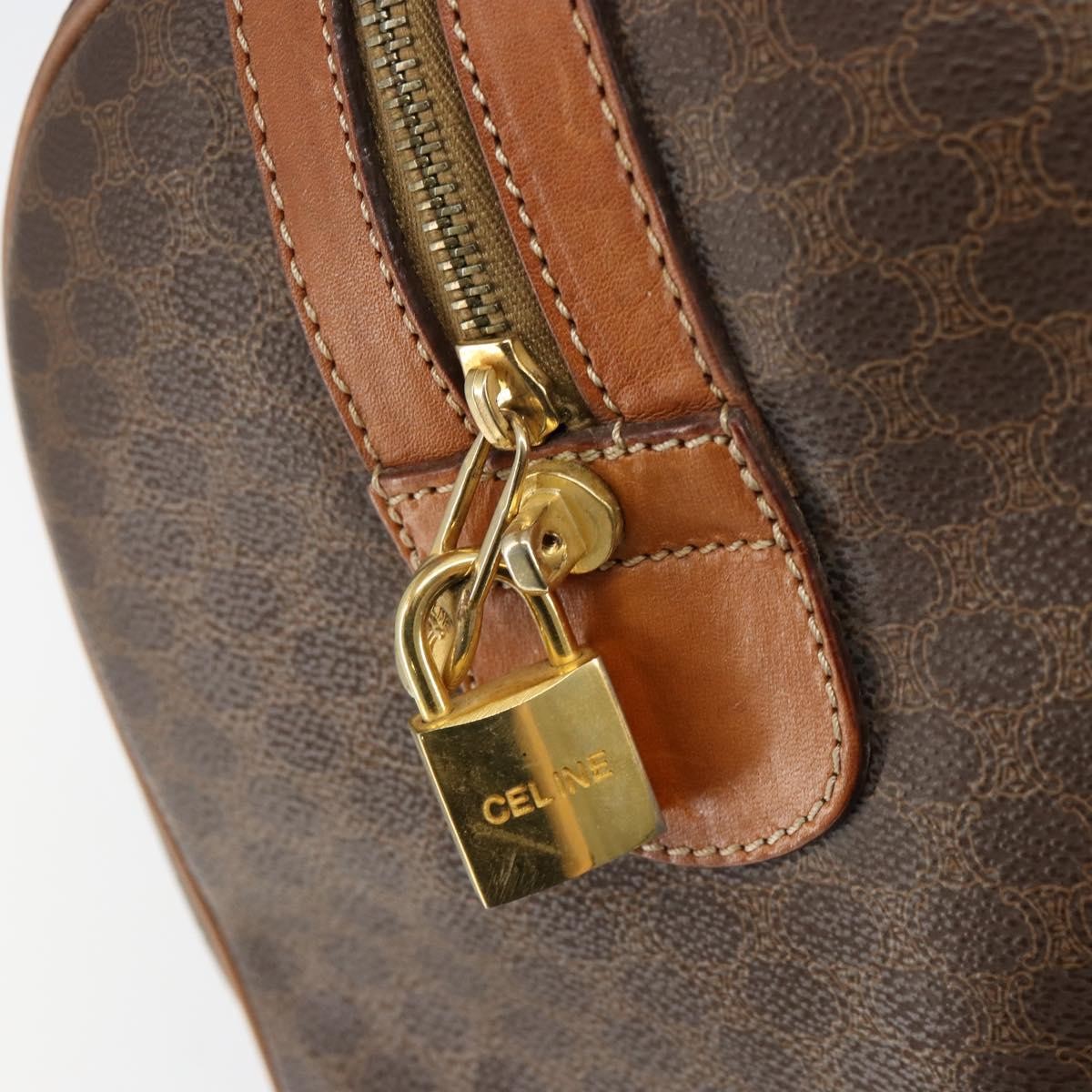 Celine Vintage Macadam Boston bag Canvas, BROWN, CANVAS, Travel bag