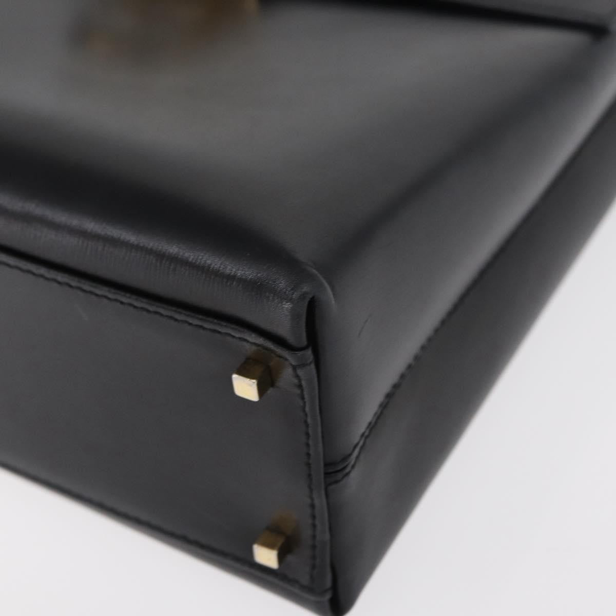 Salvatore Ferragamo Gancini handbag Leather, BLACK, LEATHER, Handbag