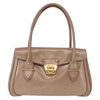Salvatore Ferragamo Flap Satchel Saffiano Leather, GOLD, LEATHER, Handbag
