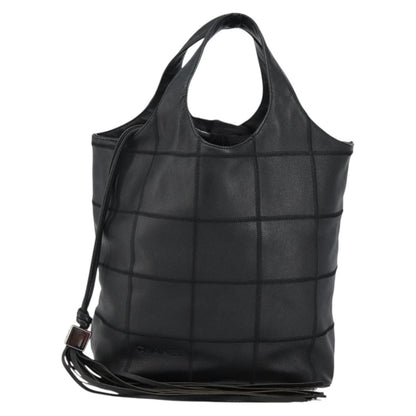 Chanel Square Stitch Tassel Hobo Quilted Leather, BLACK, LEATHER, Handbag