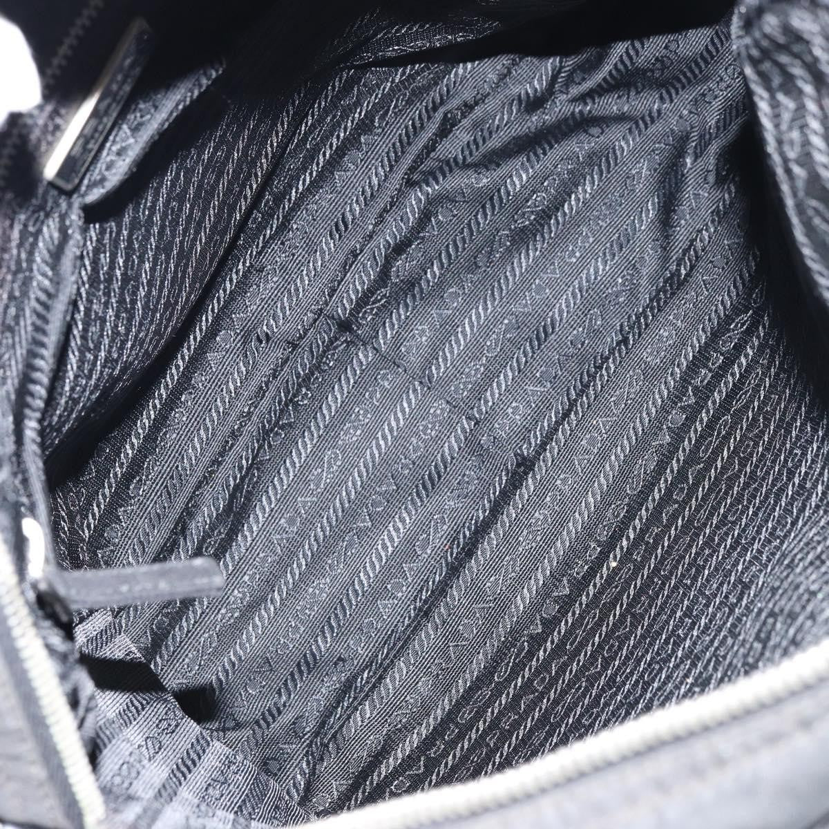 Prada Front Pocket Zip Messenger Bag Tessuto with Saffiano Leather, BLACK, NYLON, Shoulder bag