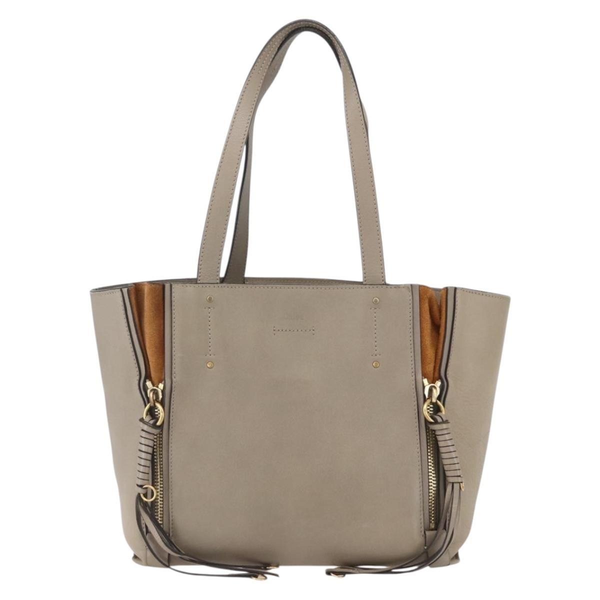 Chloe Milo Shopping Tote Leather, BEIGE, LEATHER, Tote bag