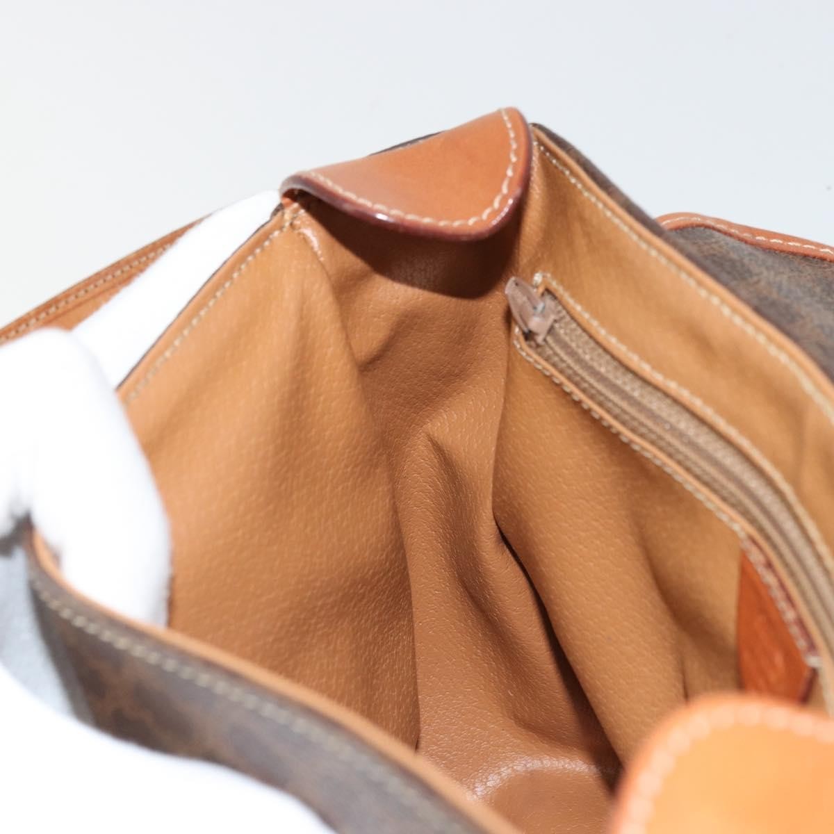 Celine Vintage Macadam Shoulder Bag Canvas and Leather, Brown, Canvas, Shoulder Bag