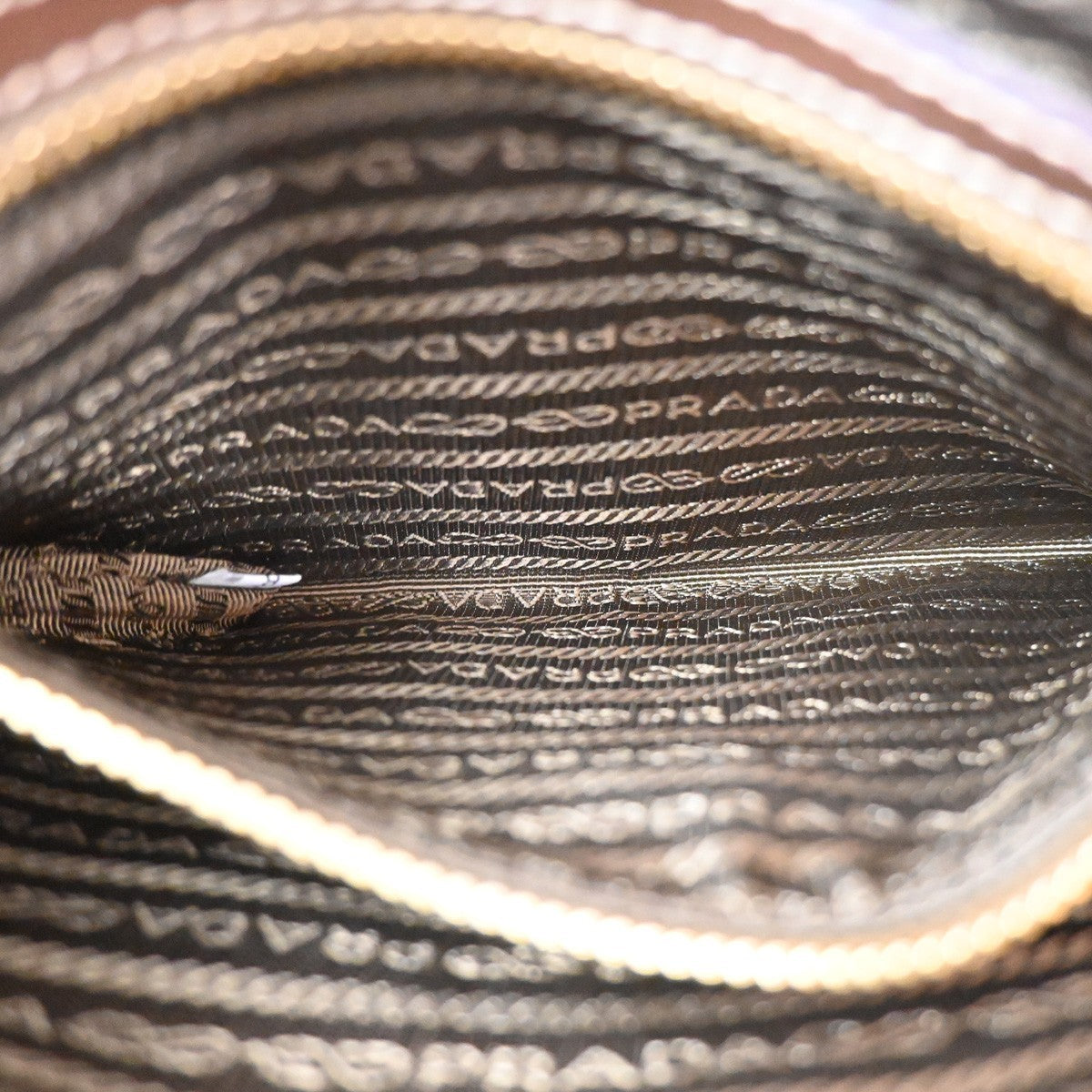 Prada Logo Double Zip Crossbody Bag Canvas, BROWN, CANVAS, Shoulder bag