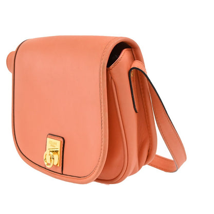 Celine Vintage Flap Shoulder Bag Leather, ORANGE, LEATHER, Shoulder bag