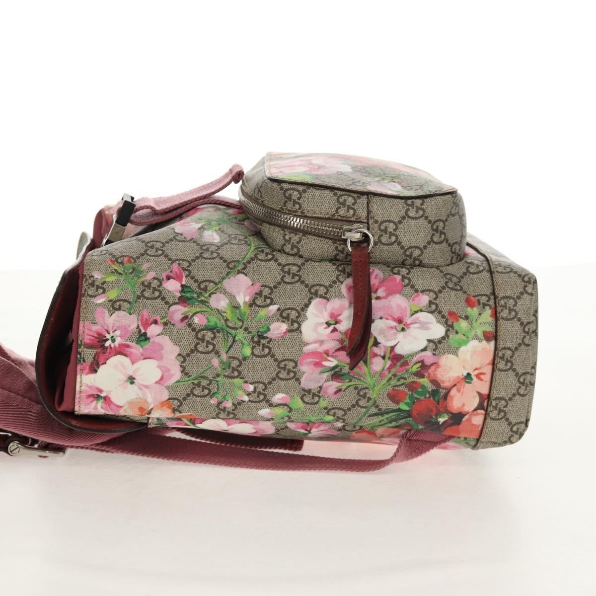Gucci Buckle Backpack Blooms Print GG Coated Canvas, BEIGE, CANVAS, Backpack