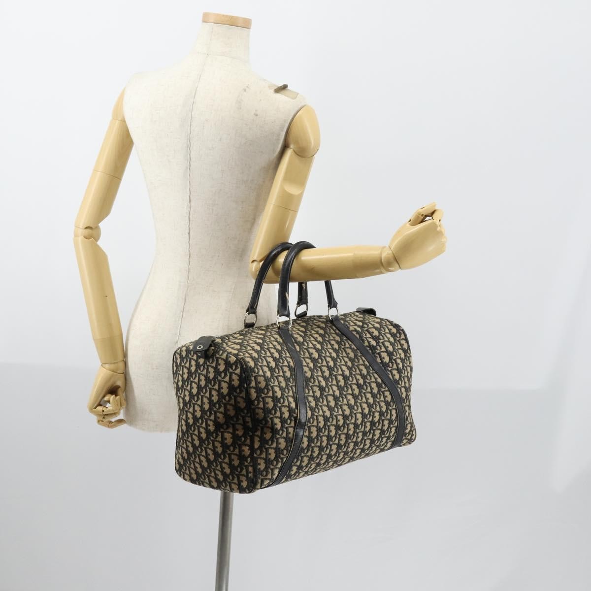 Christian Dior Vintage Trotter Boston Bag Diorissimo Canvas, NAVY, CANVAS, Travel bag