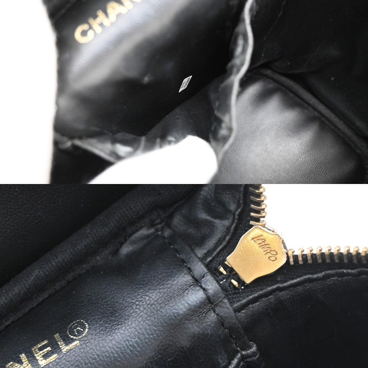 Chanel Vanity pouch Leather, BLACK, LEATHER, Toiletry Case