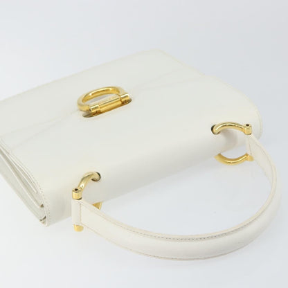 Celine Gancini Handbag Leather, WHITE, LEATHER, Handbag