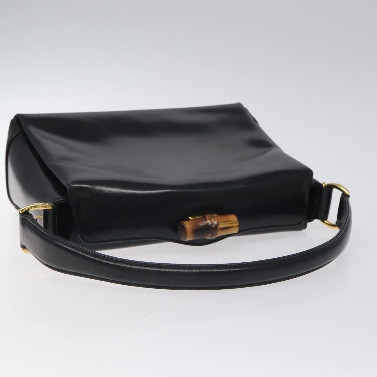 Gucci Vintage Convertible Bamboo Box Crossbody Bag Leather, BLACK, LEATHER, Crossbody bag