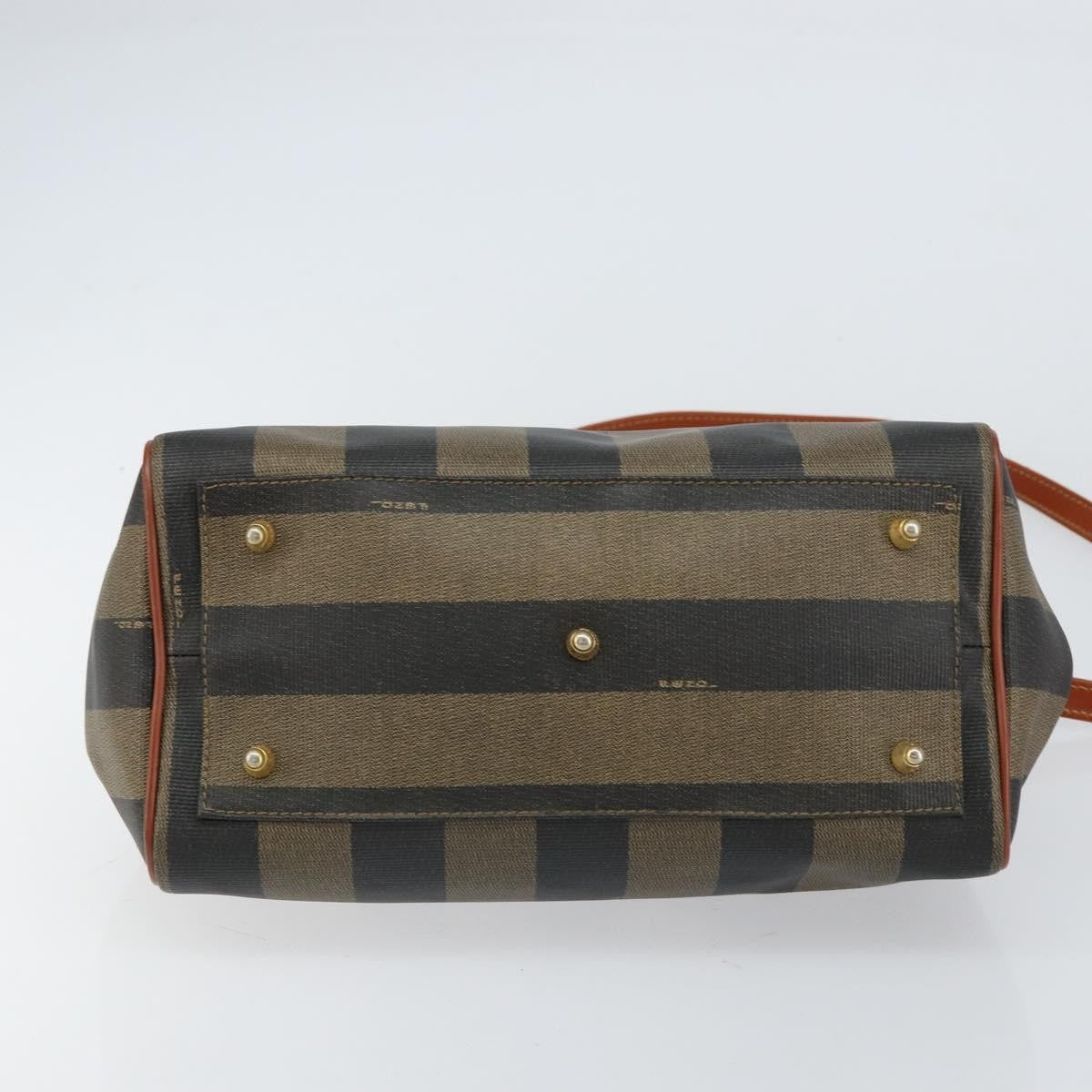 Fendi Vintage Pequin Convertible Boston Bag Coated Canvas, BLACK, CANVAS, Handbag