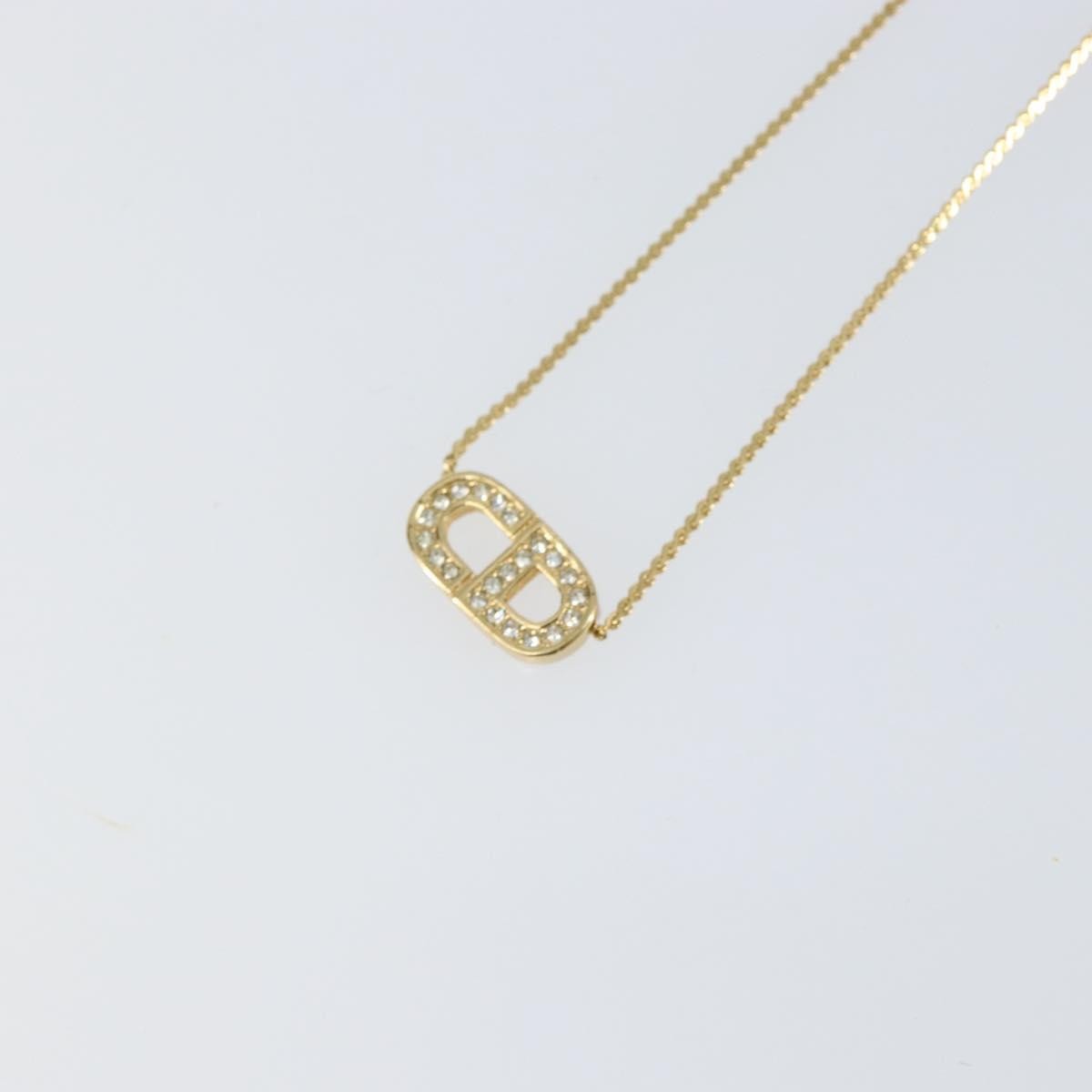 Christian Dior CD Pendant Necklace Metal and Crystals, GOLD, METAL, Necklace