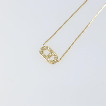 Christian Dior CD Pendant Necklace Metal and Crystals, GOLD, METAL, Necklace