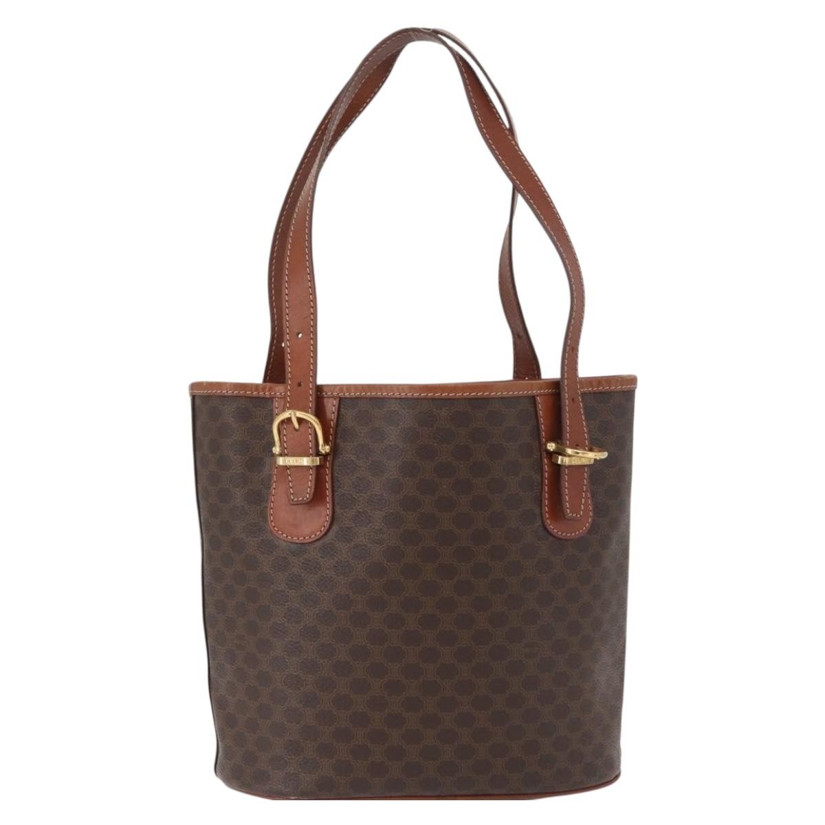 Celine Vintage Macadam Tote bag Canvas and Leather, Brown, Canvas, Tote Bag