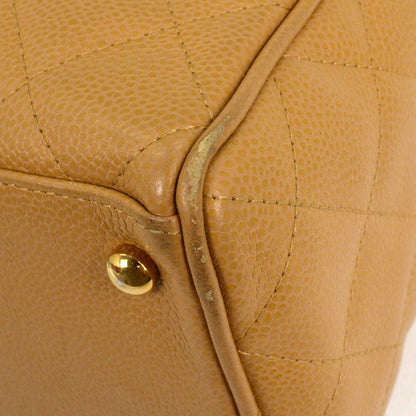 Chanel Timeless CC Bowler Bag Quilted Caviar, BEIGE, LEATHER, Travel bag