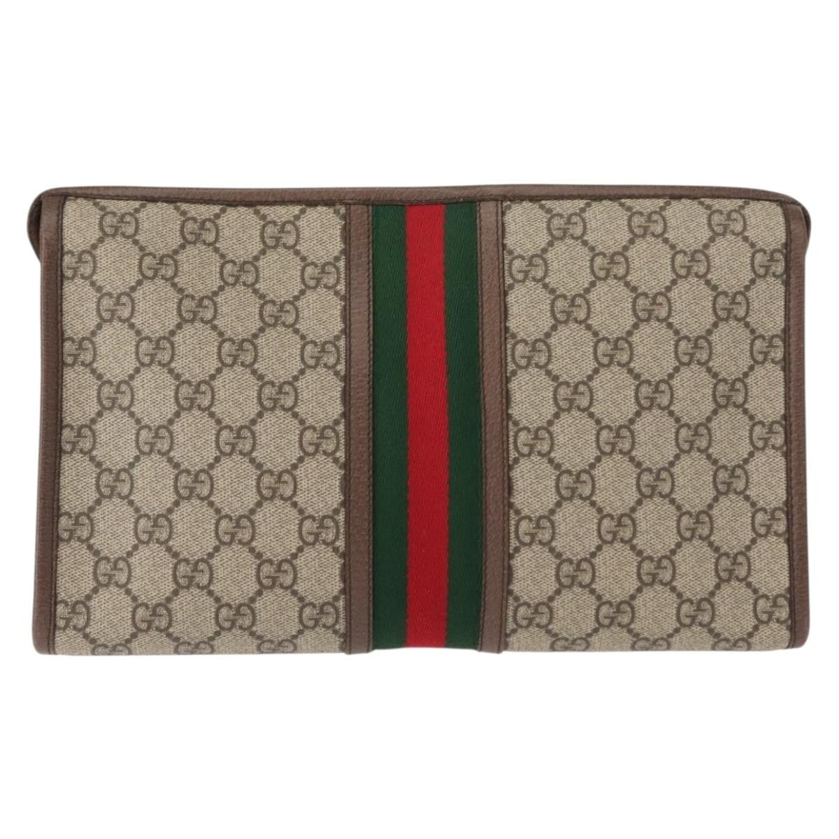 Gucci Ophidia Pouch GG Coated Canvas, BEIGE, CANVAS, Clutche & pouche