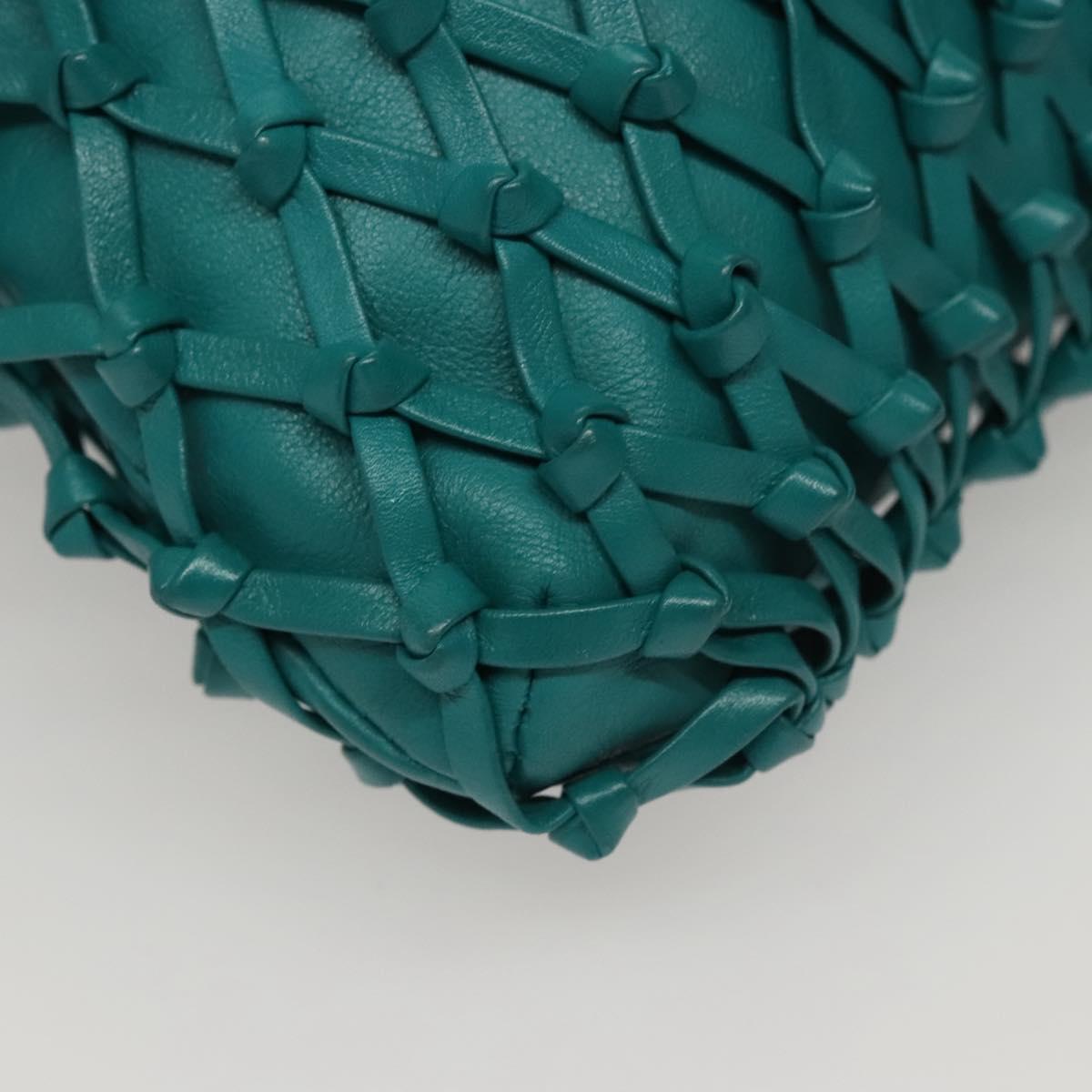 Chanel Vintage Resin Bucket Bag Woven Leather, TURQUOISE, LEATHER, Shoulder bag