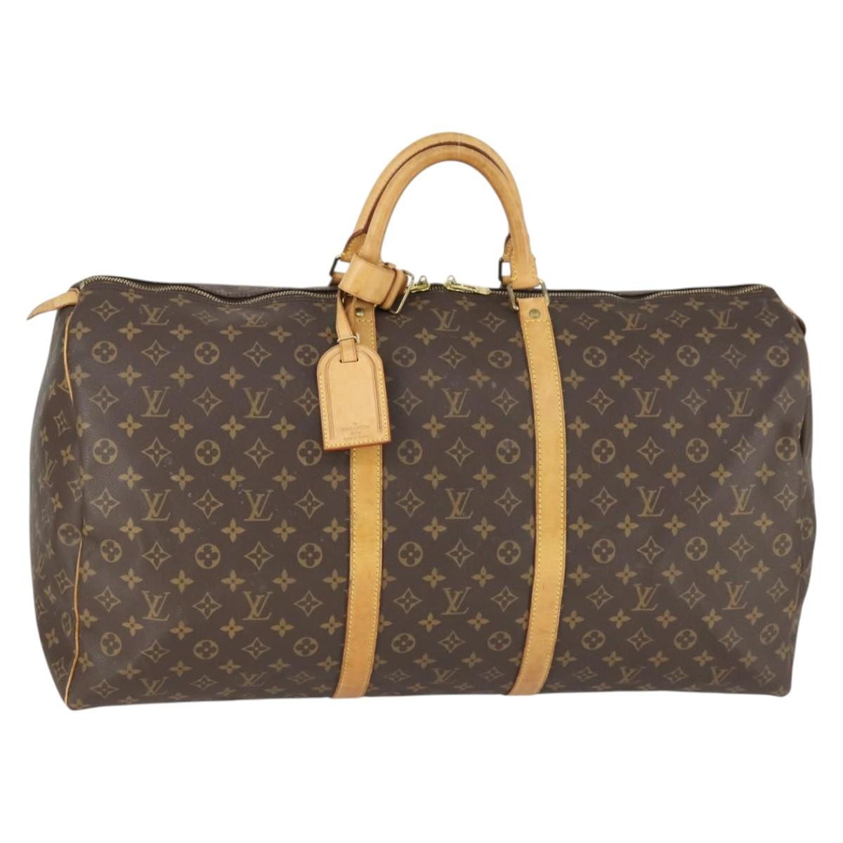 Louis Vuitton Keepall Bag Monogram Canvas, BROWN, CANVAS, Travel bag