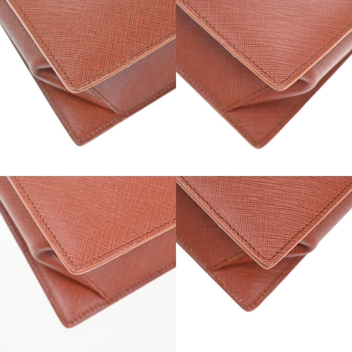Salvatore Ferragamo Double Gancini Top Handle Bag Saffiano Leather, Brown, Leather, Handbag