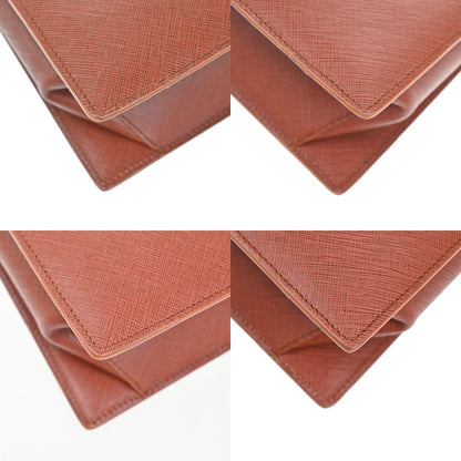Salvatore Ferragamo Double Gancini Top Handle Bag Saffiano Leather, Brown, Leather, Handbag