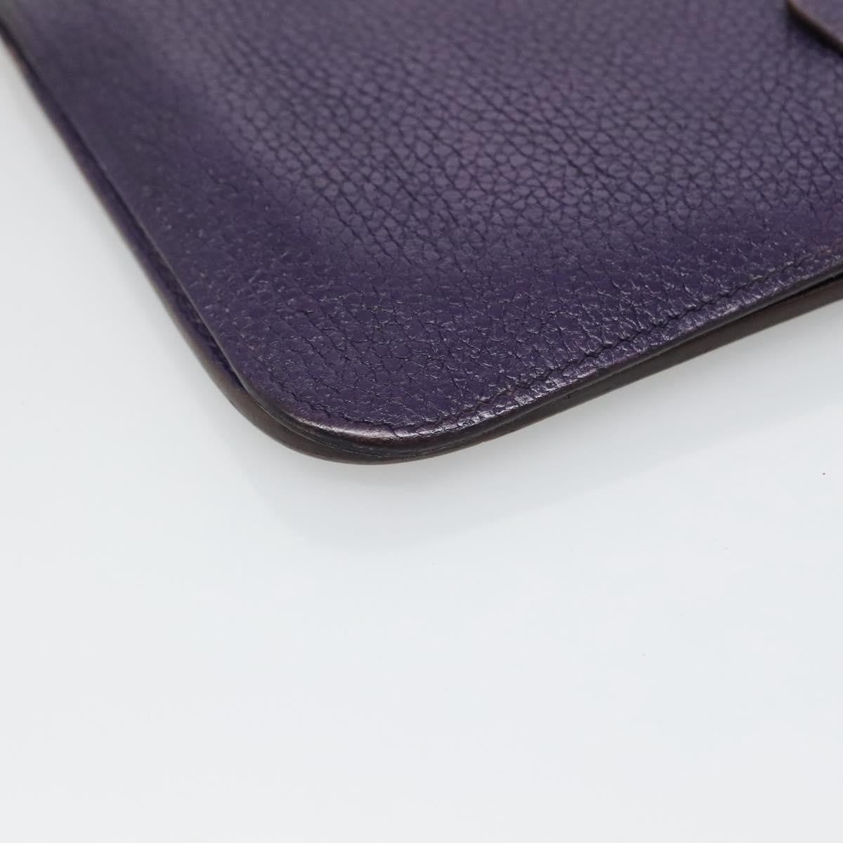 Hermes Dogon Duo Combined Wallet Leather, PURPLE, LEATHER, Wallets