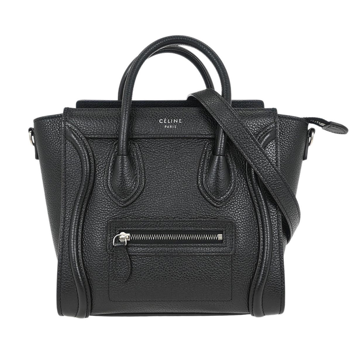 Celine Luggage Bag Grainy Leather, BLACK, LEATHER, Handbag