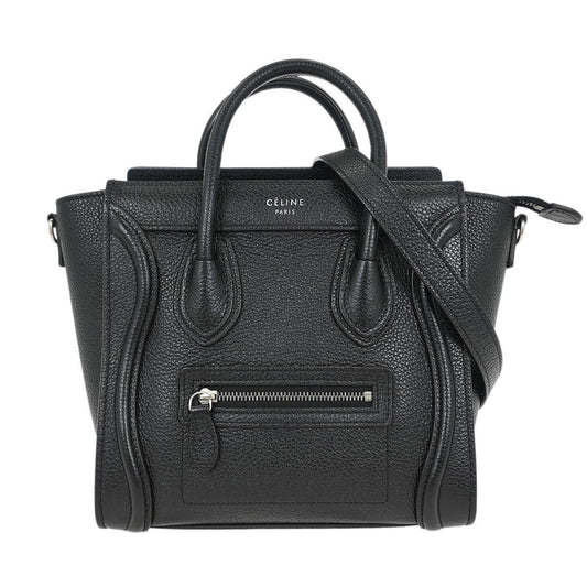 Celine Luggage Bag Grainy Leather, BLACK, LEATHER, Handbag