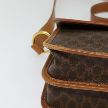 Celine Vintage Macadam Shoulder Bag Canvas and Leather, BROWN, CANVAS, Shoulder bag