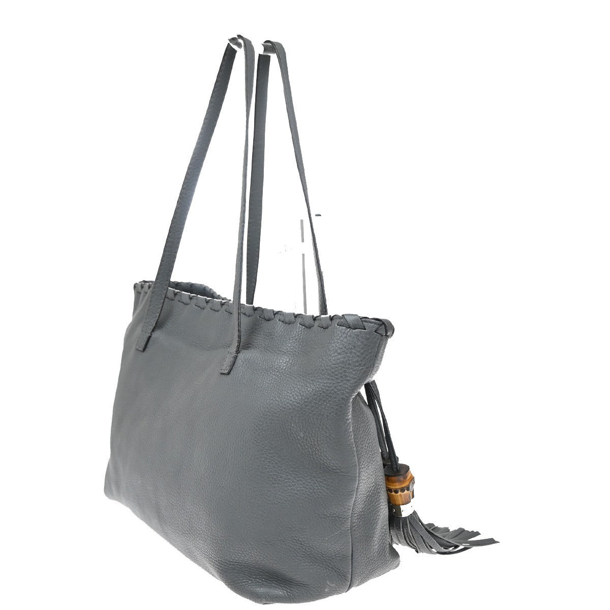 Gucci Bamboo Tassel Tote Leather, GRAY, LEATHER, Tote bag