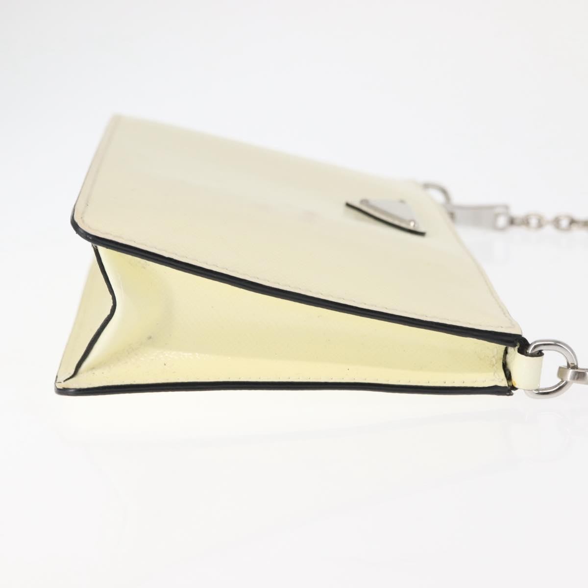 Prada Chain Crossbody Bag Vernice Saffiano Leather, WHITE, LEATHER, Shoulder bag