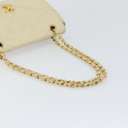 Chanel Vintage Envelope Flap Bag Quilted Lambskin, BEIGE, LEATHER, Shoulder bag