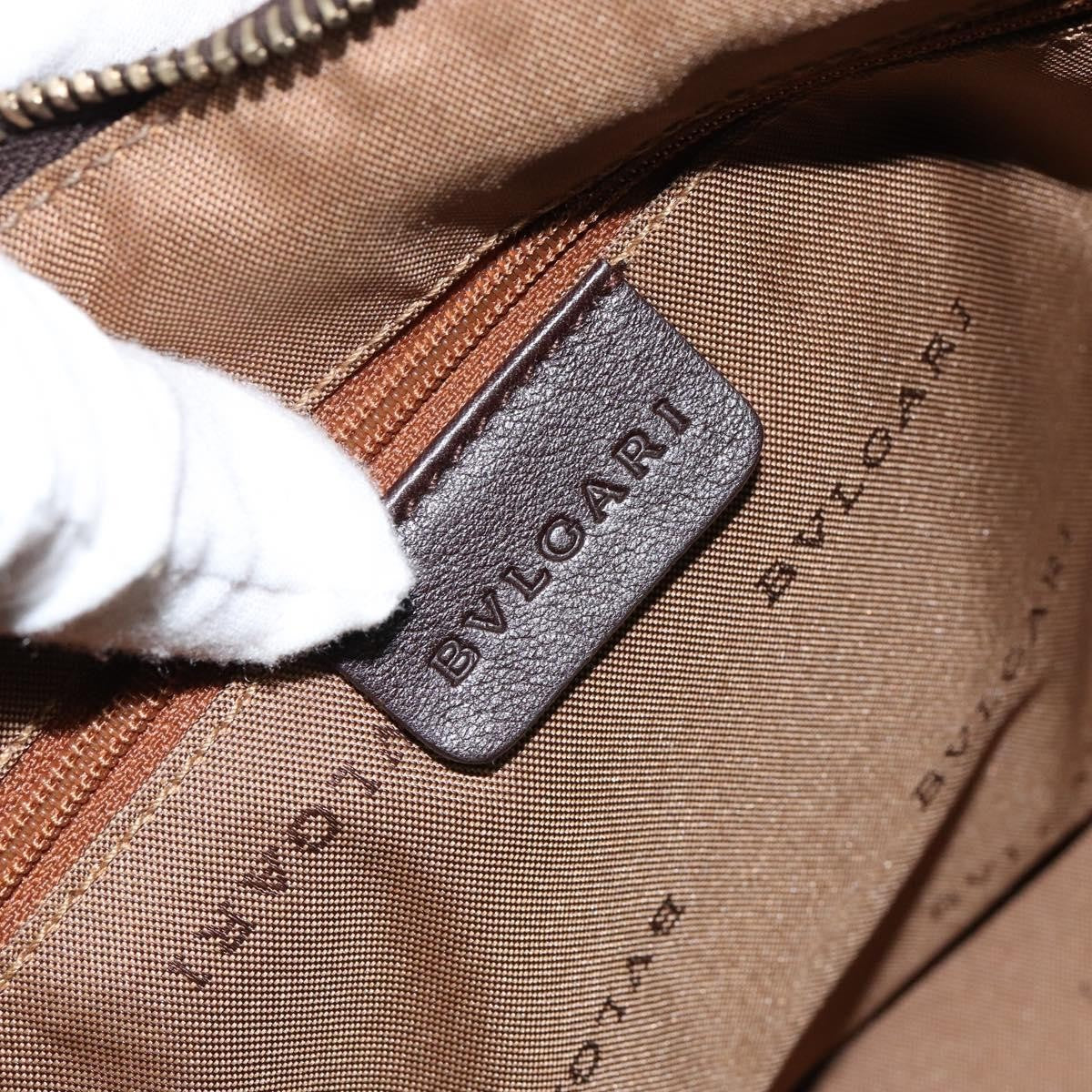 Bvlgari Logomania Shoulder Bag Canvas with Leather, BROWN, CANVAS, Shoulder bag